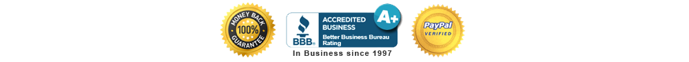 Money Back Guarantee, BBB A+, PayPal Verfied